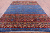Blue Tribal Khorjin Persian Gabbeh Hand Knotted Wool Rug - 8' 1" X 11' 4" - Golden Nile