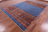 Blue Tribal Khorjin Persian Gabbeh Hand Knotted Wool Rug - 8' 1" X 11' 4" - Golden Nile