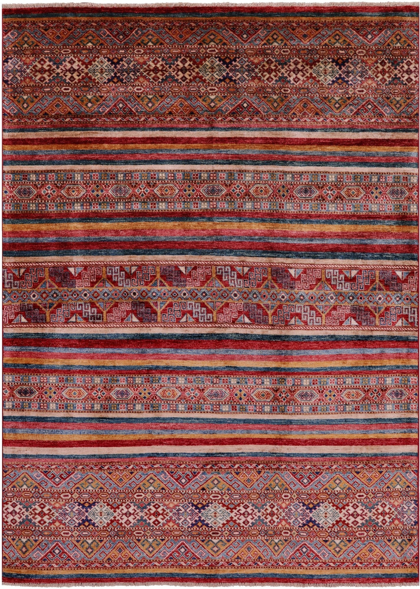 Khorjin Persian Gabbeh Handmade Wool Rug - 5' 9" X 7' 11" - Golden Nile