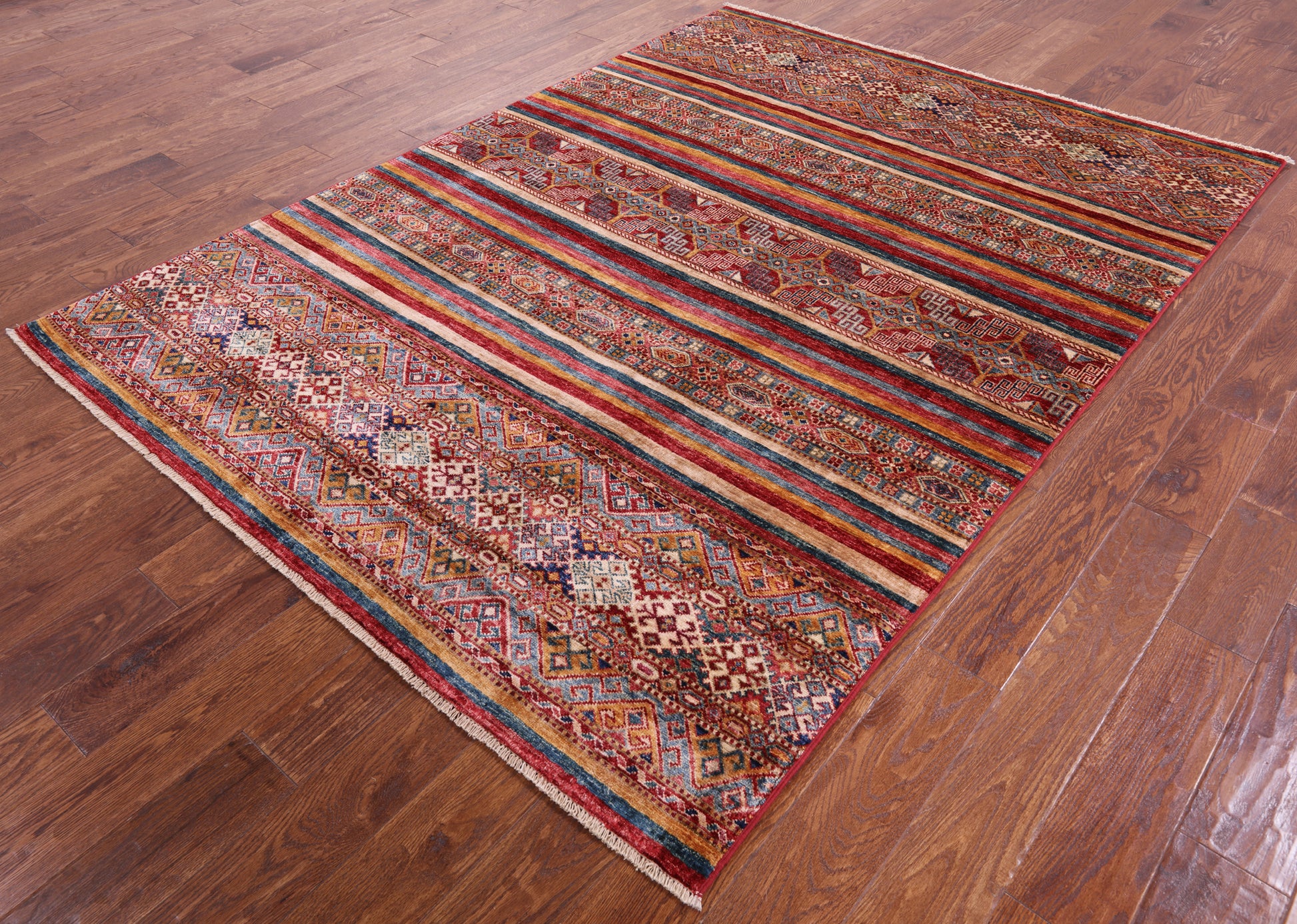 Khorjin Persian Gabbeh Handmade Wool Rug - 5' 9" X 7' 11" - Golden Nile