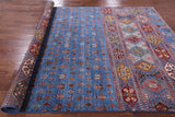 Blue Persian Gabbeh Tribal Handmade Wool Rug - 6' 5" X 9' 7" - Golden Nile