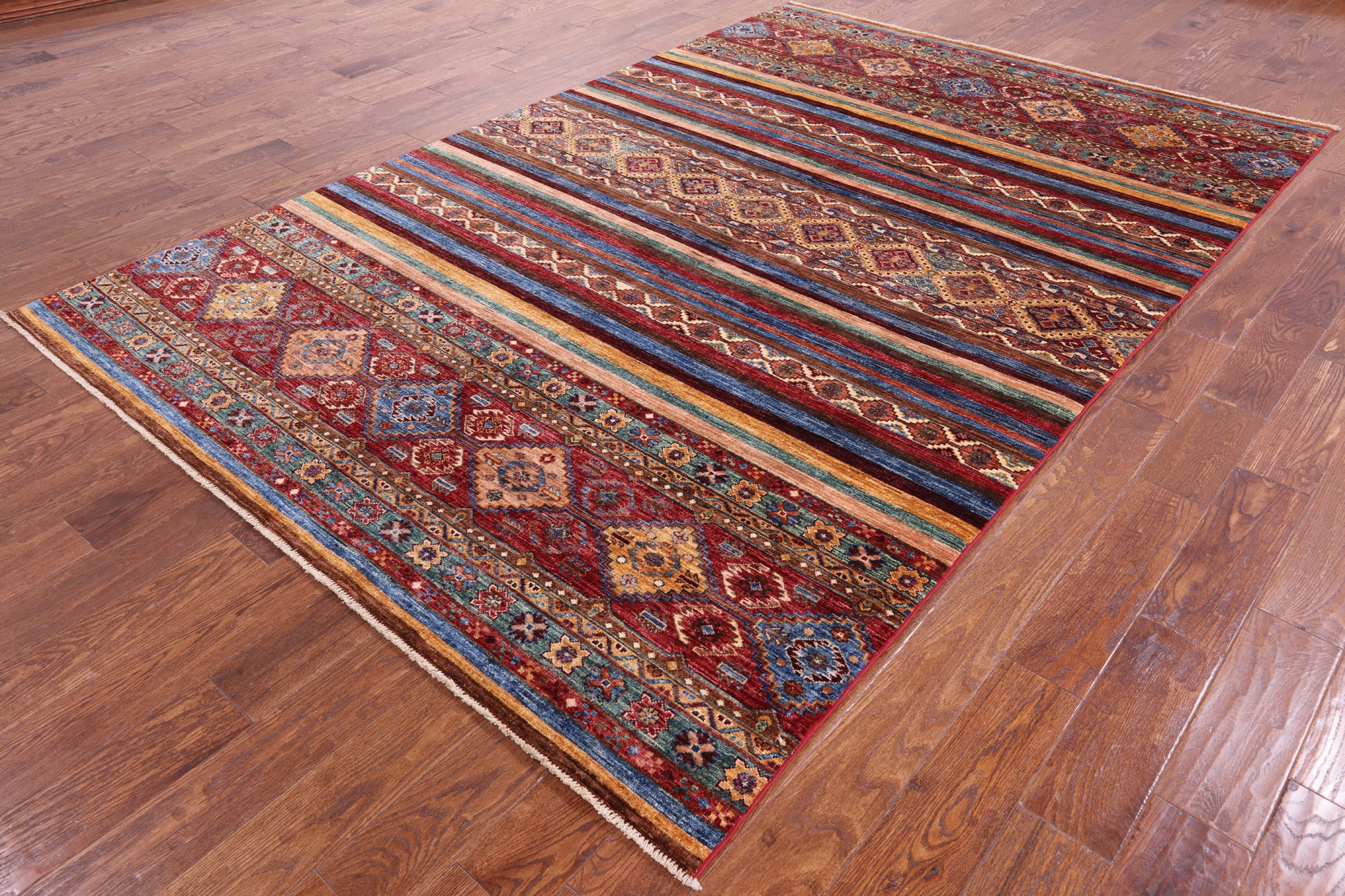 Khorjin Persian Gabbeh Handmade Wool Rug - 6' 7" X 9' 11" - Golden Nile