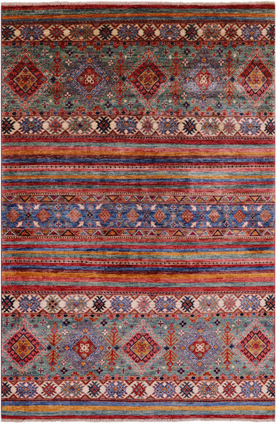 Khorjin Persian Gabbeh Handmade Wool Rug - 4' 8" X 7' 1" - Golden Nile