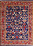 Blue Persian Fine Serapi Hand Knotted Wool Rug - 9' 10" X 13' 7" - Golden Nile