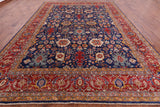 Blue Persian Fine Serapi Hand Knotted Wool Rug - 9' 10" X 13' 7" - Golden Nile