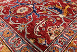 Blue Persian Fine Serapi Hand Knotted Wool Rug - 9' 10" X 13' 7" - Golden Nile