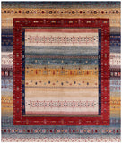 Tribal Persian Gabbeh Handmade Wool Rug - 8' 2" X 9' 7" - Golden Nile