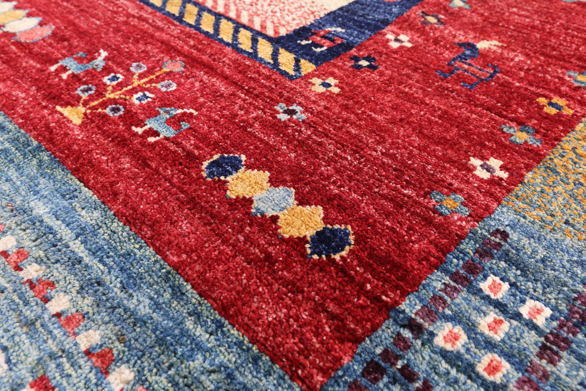 Tribal Persian Gabbeh Handmade Wool Rug - 8' 2" X 9' 7" - Golden Nile