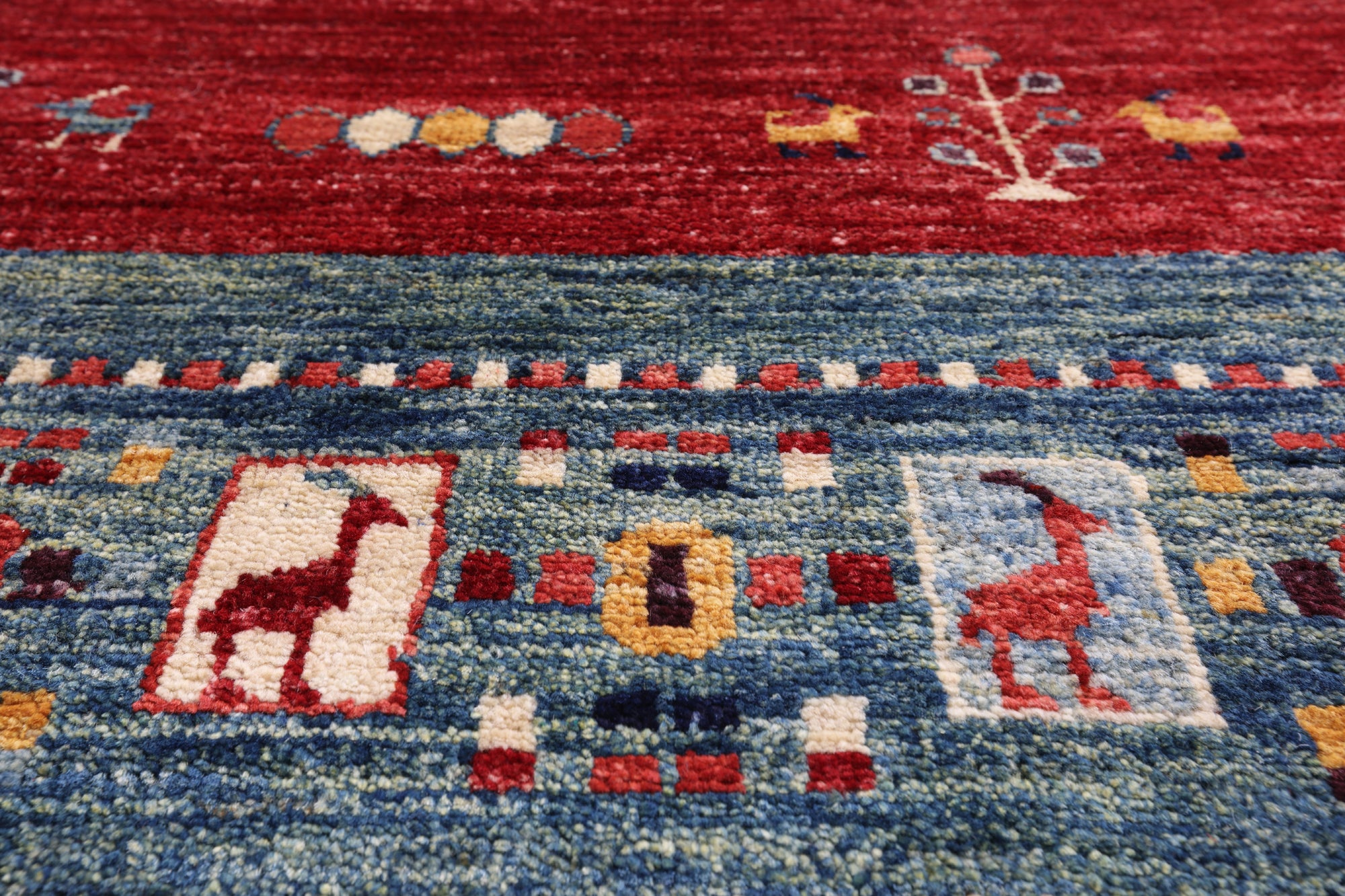 Tribal Persian Gabbeh Handmade Wool Rug - 8' 2" X 9' 7" - Golden Nile
