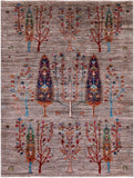 Tribal Persian Gabbeh Hand Knotted Wool Rug - 4' 3" X 5' 8" - Golden Nile