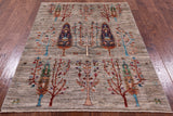 Tribal Persian Gabbeh Hand Knotted Wool Rug - 4' 3" X 5' 8" - Golden Nile