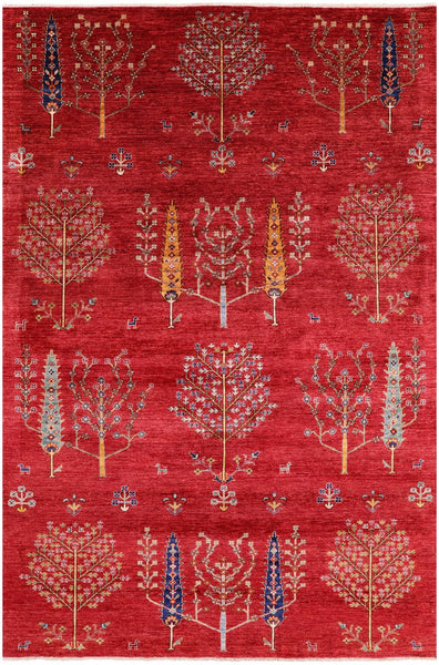 Tribal Persian Gabbeh Hand Knotted Wool Rug - 6' 6" X 9' 9" - Golden Nile