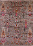Tribal Persian Gabbeh Handmade Wool Rug - 5' 0" X 6' 7" - Golden Nile