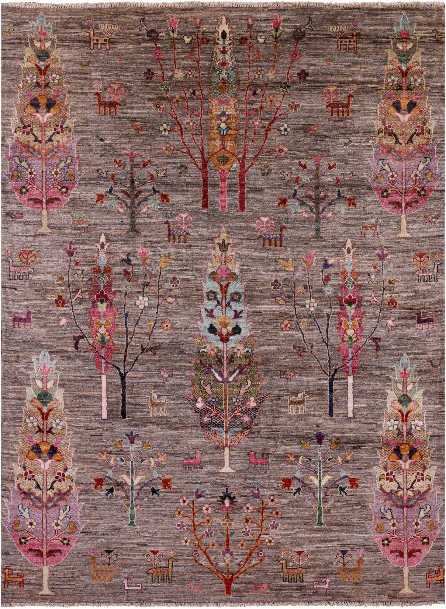 Tribal Persian Gabbeh Handmade Wool Rug - 5' 0" X 6' 7" - Golden Nile