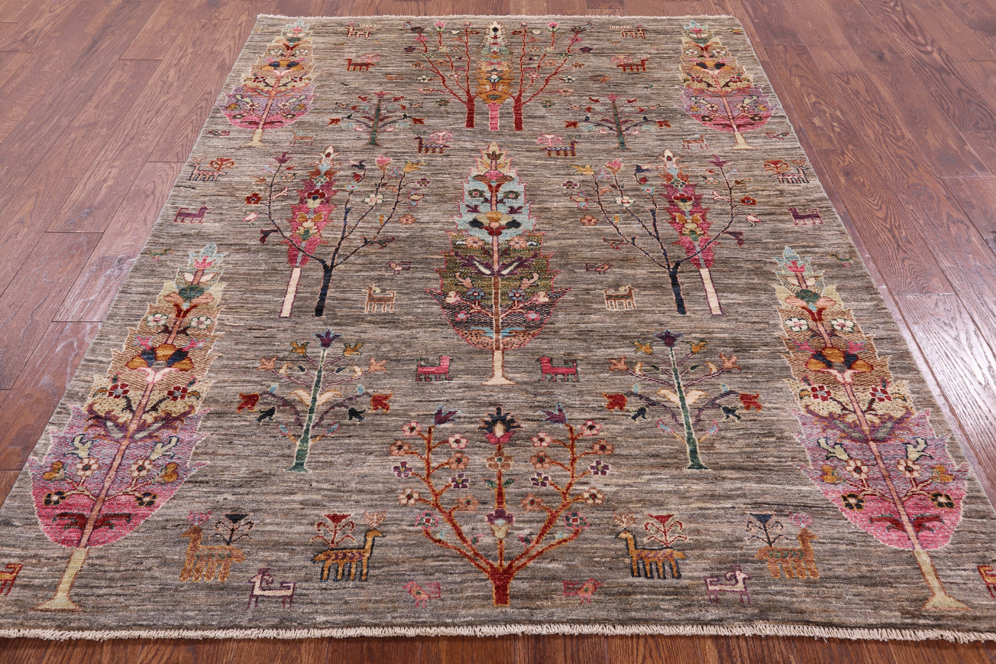 Tribal Persian Gabbeh Handmade Wool Rug - 5' 0" X 6' 7" - Golden Nile