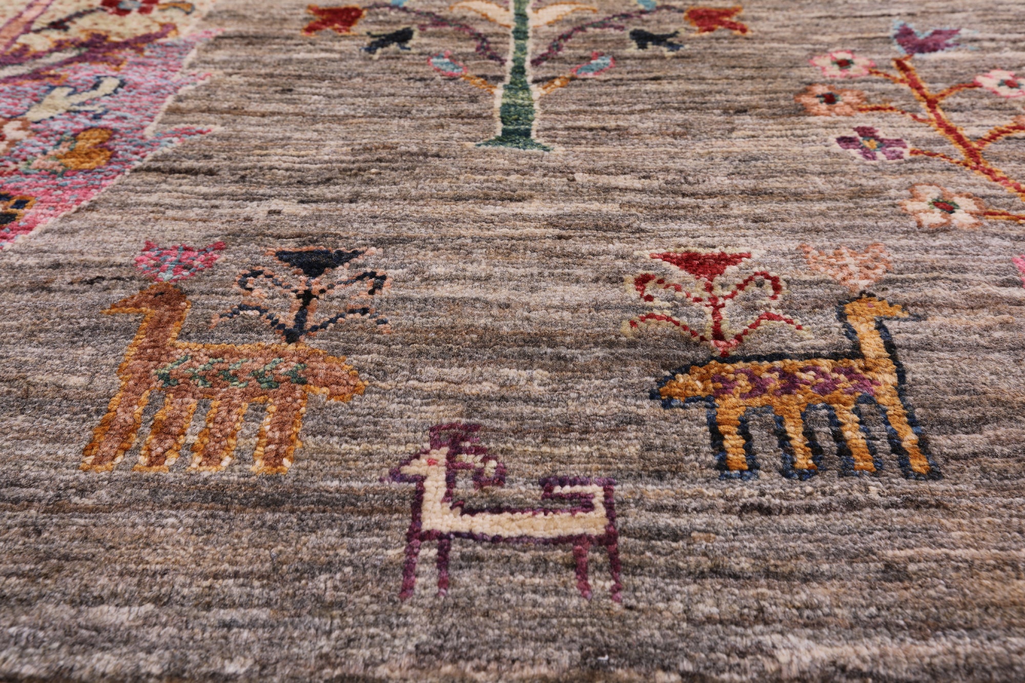 Tribal Persian Gabbeh Handmade Wool Rug - 5' 0" X 6' 7" - Golden Nile