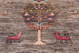 Tribal Persian Gabbeh Handmade Wool Rug - 5' 0" X 6' 7" - Golden Nile