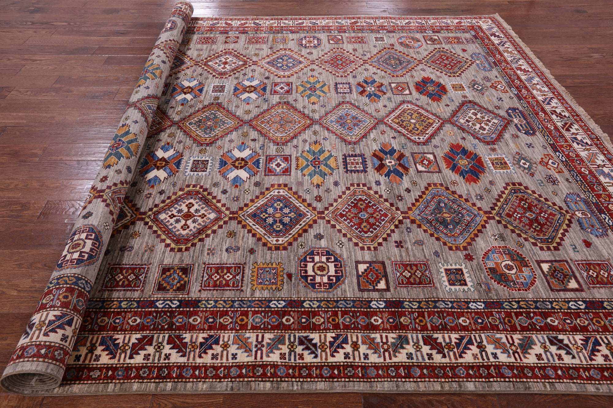 Super Kazak Hand Knotted Wool Rug - 8' 7" X 12' 0" - Golden Nile