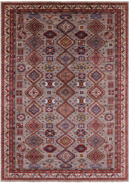 Super Kazak Hand Knotted Wool Rug - 8' 7" X 12' 0" - Golden Nile