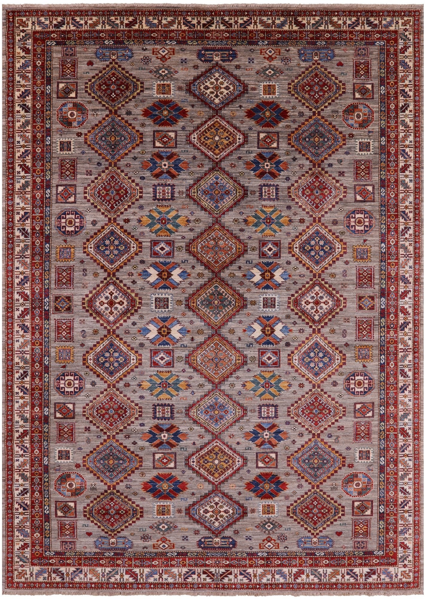Super Kazak Hand Knotted Wool Rug - 8' 7" X 12' 0" - Golden Nile