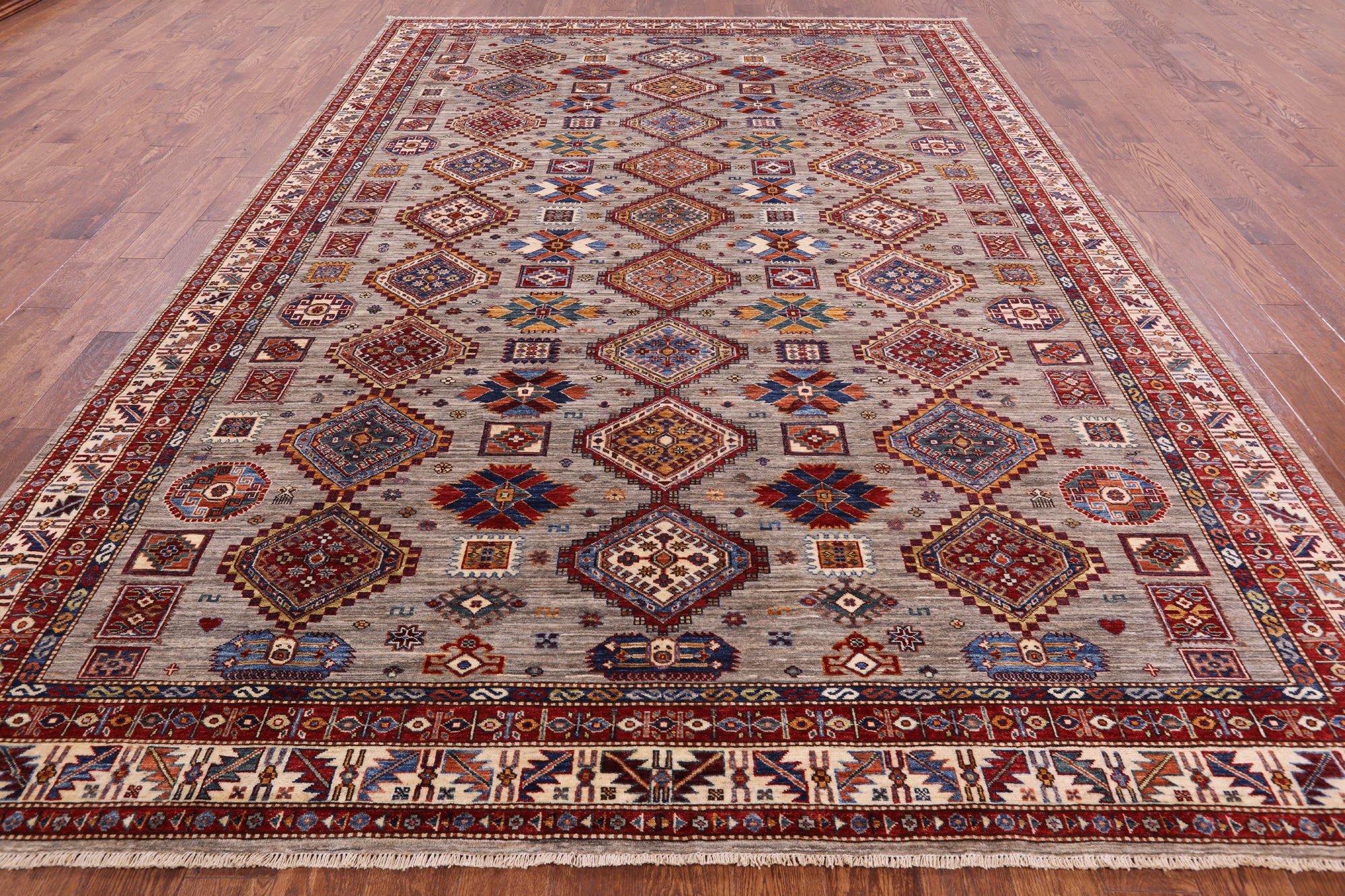 Super Kazak Hand Knotted Wool Rug - 8' 7" X 12' 0" - Golden Nile