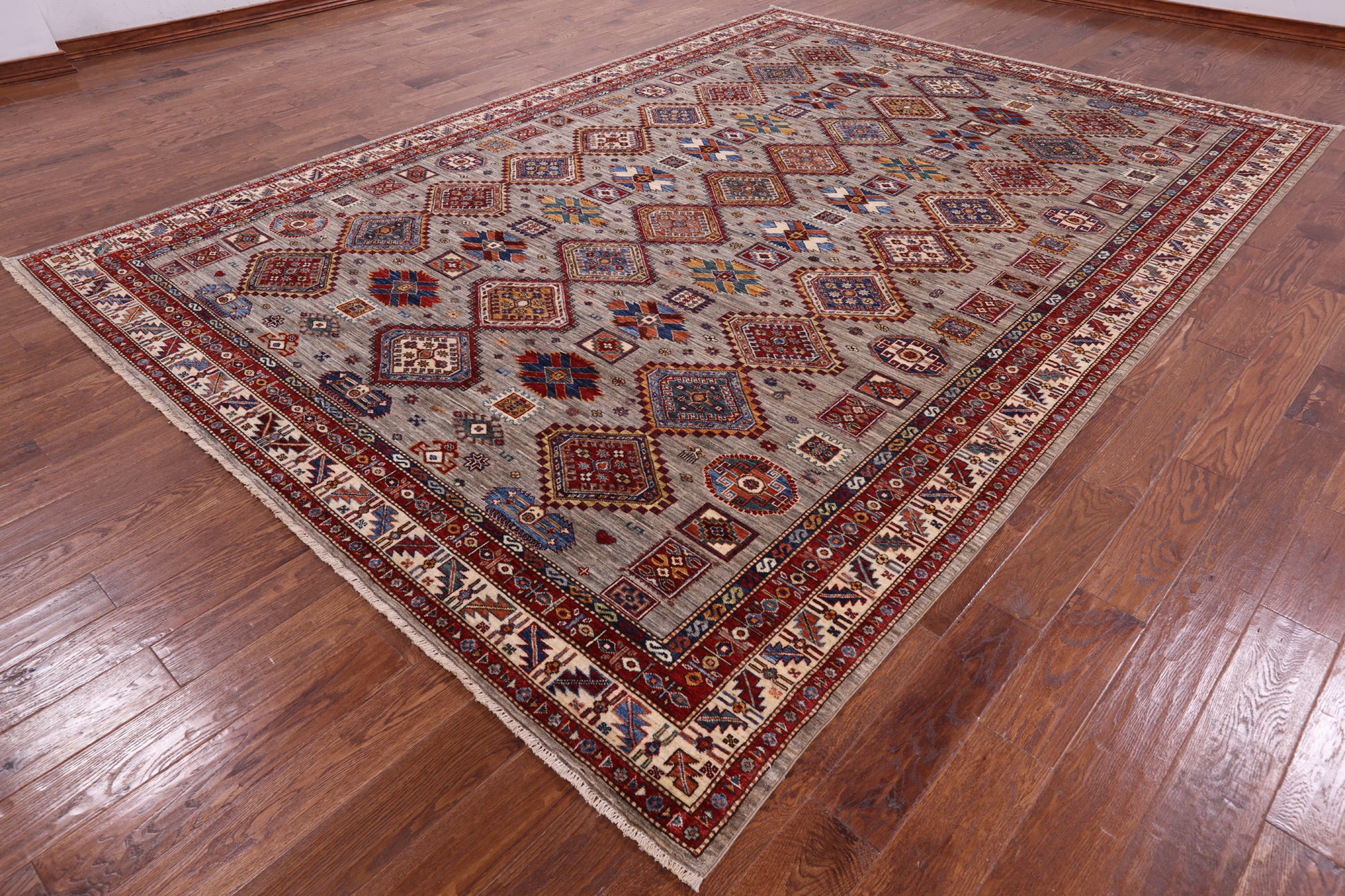 Super Kazak Hand Knotted Wool Rug - 8' 7" X 12' 0" - Golden Nile