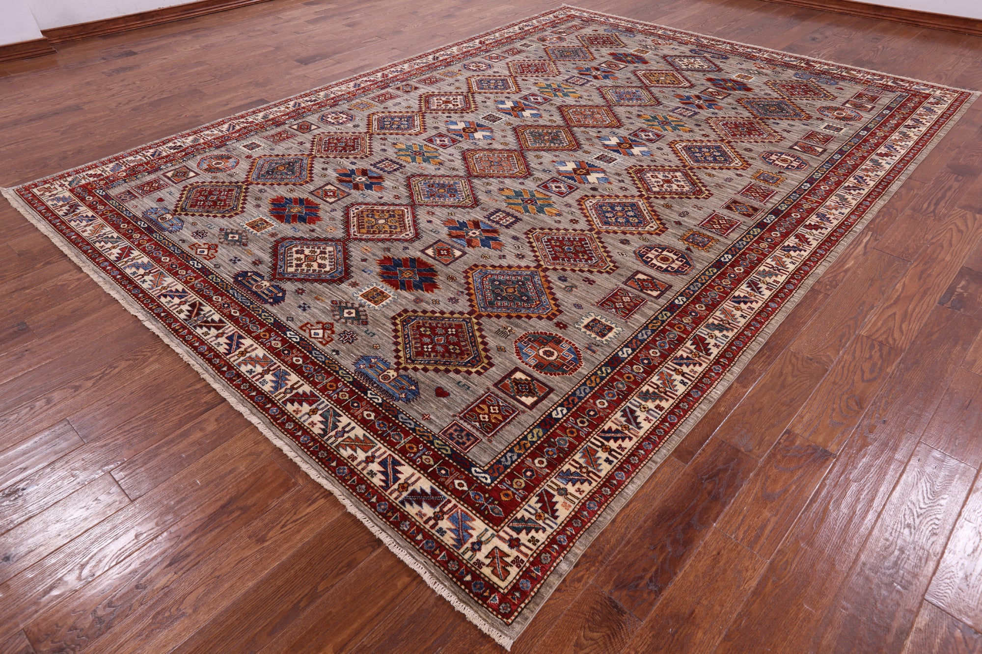 Super Kazak Hand Knotted Wool Rug - 8' 7" X 12' 0" - Golden Nile