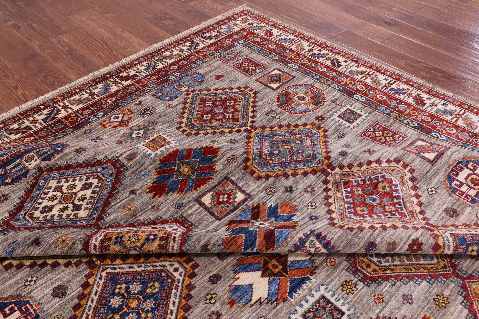 Super Kazak Hand Knotted Wool Rug - 8' 7" X 12' 0" - Golden Nile