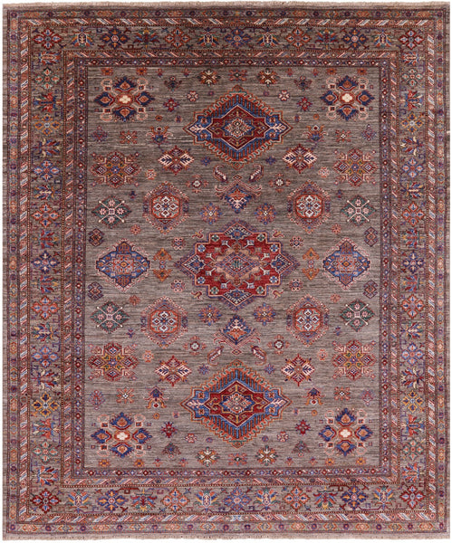 Super Kazak Handmade Wool Rug - 8' 1" X 9' 7" - Golden Nile