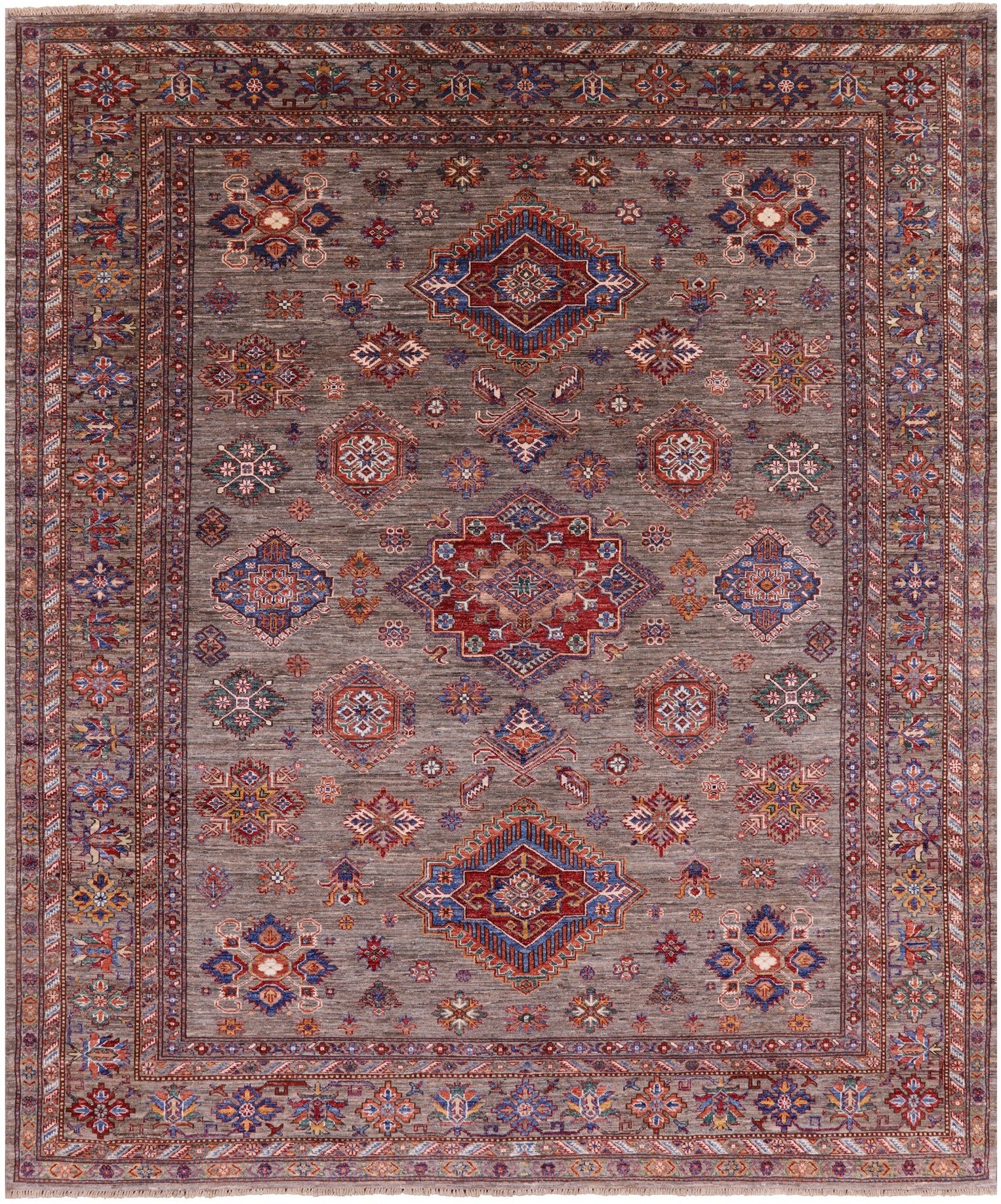Super Kazak Handmade Wool Rug - 8' 1" X 9' 7" - Golden Nile