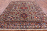 Super Kazak Handmade Wool Rug - 8' 1" X 9' 7" - Golden Nile