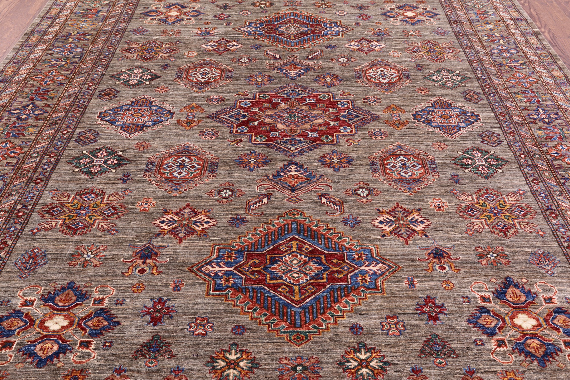 Super Kazak Handmade Wool Rug - 8' 1" X 9' 7" - Golden Nile