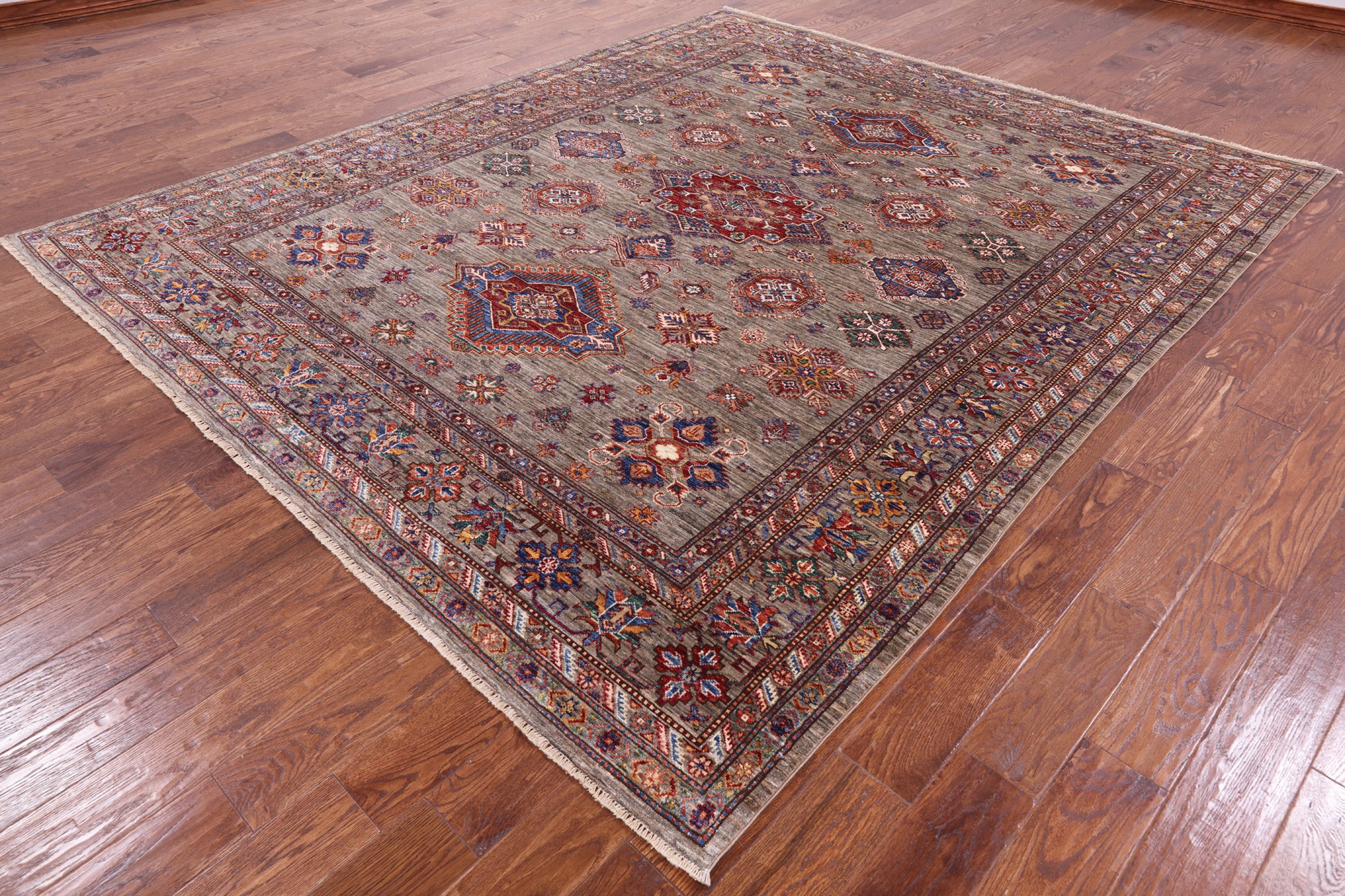 Super Kazak Handmade Wool Rug - 8' 1" X 9' 7" - Golden Nile
