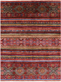 Khorjin Persian Gabbeh Handmade Wool Rug - 5' 0" X 6' 7" - Golden Nile