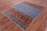 Blue Tribal Khorjin Persian Gabbeh Hand Knotted Wool Rug - 5' 8" X 7' 10" - Golden Nile
