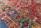 Blue Tribal Khorjin Persian Gabbeh Hand Knotted Wool Rug - 5' 8" X 7' 10" - Golden Nile
