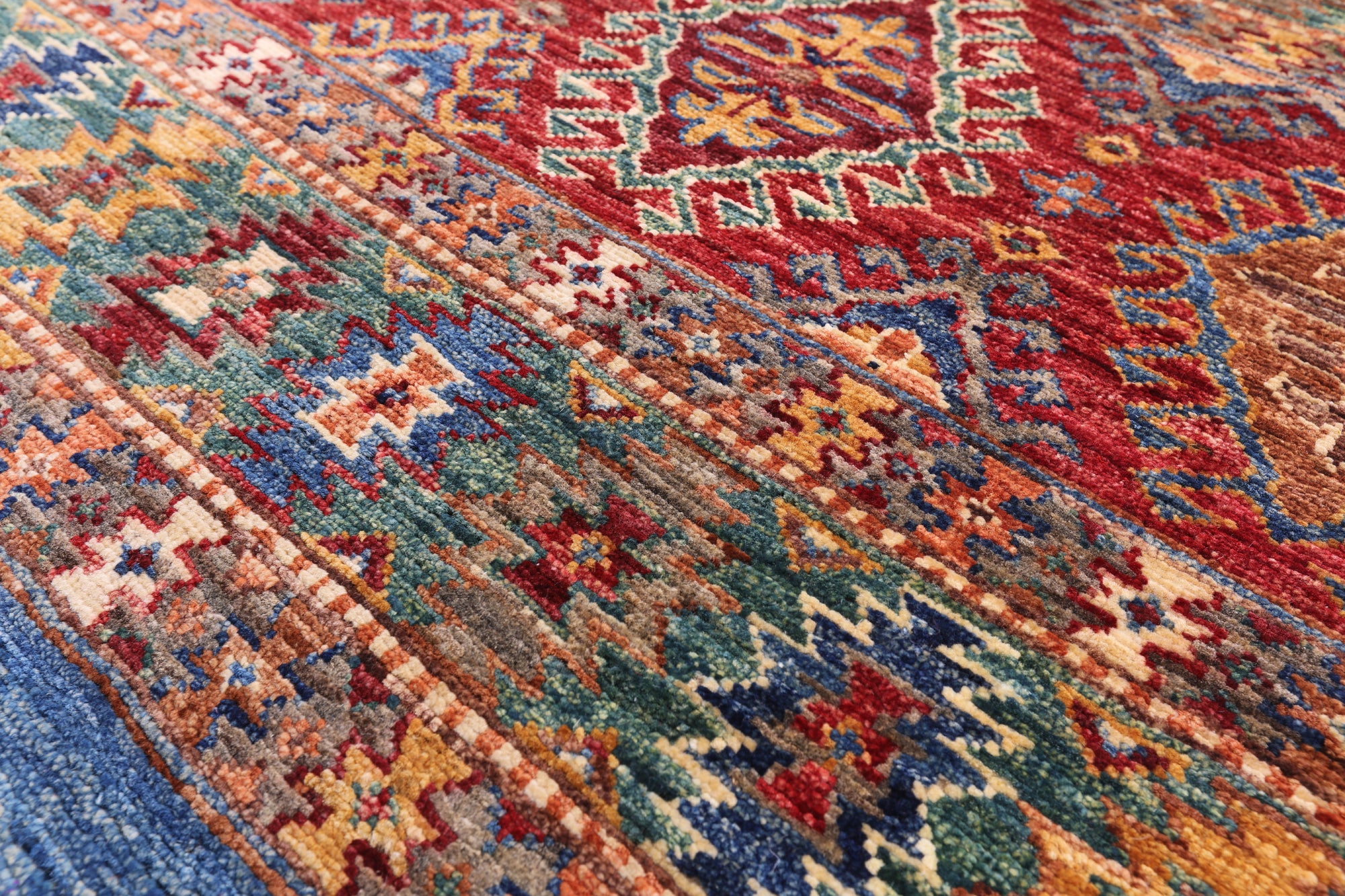 Blue Tribal Khorjin Persian Gabbeh Hand Knotted Wool Rug - 5' 8" X 7' 10" - Golden Nile