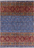 Blue Tribal Khorjin Persian Gabbeh Hand Knotted Wool Rug - 5' 8" X 7' 10" - Golden Nile