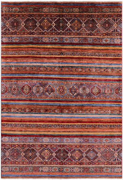 Khorjin Persian Gabbeh Handmade Wool Rug - 5' 8" X 8' 2" - Golden Nile
