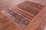 Khorjin Persian Gabbeh Handmade Wool Rug - 5' 8" X 8' 2" - Golden Nile