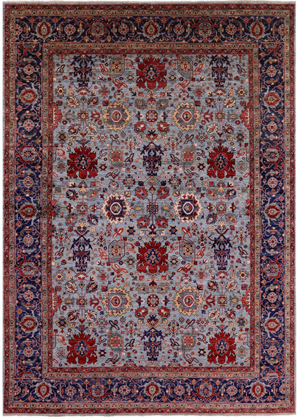 Blue Persian Fine Serapi Handmade Wool Rug - 9' 8" X 13' 10" - Golden Nile