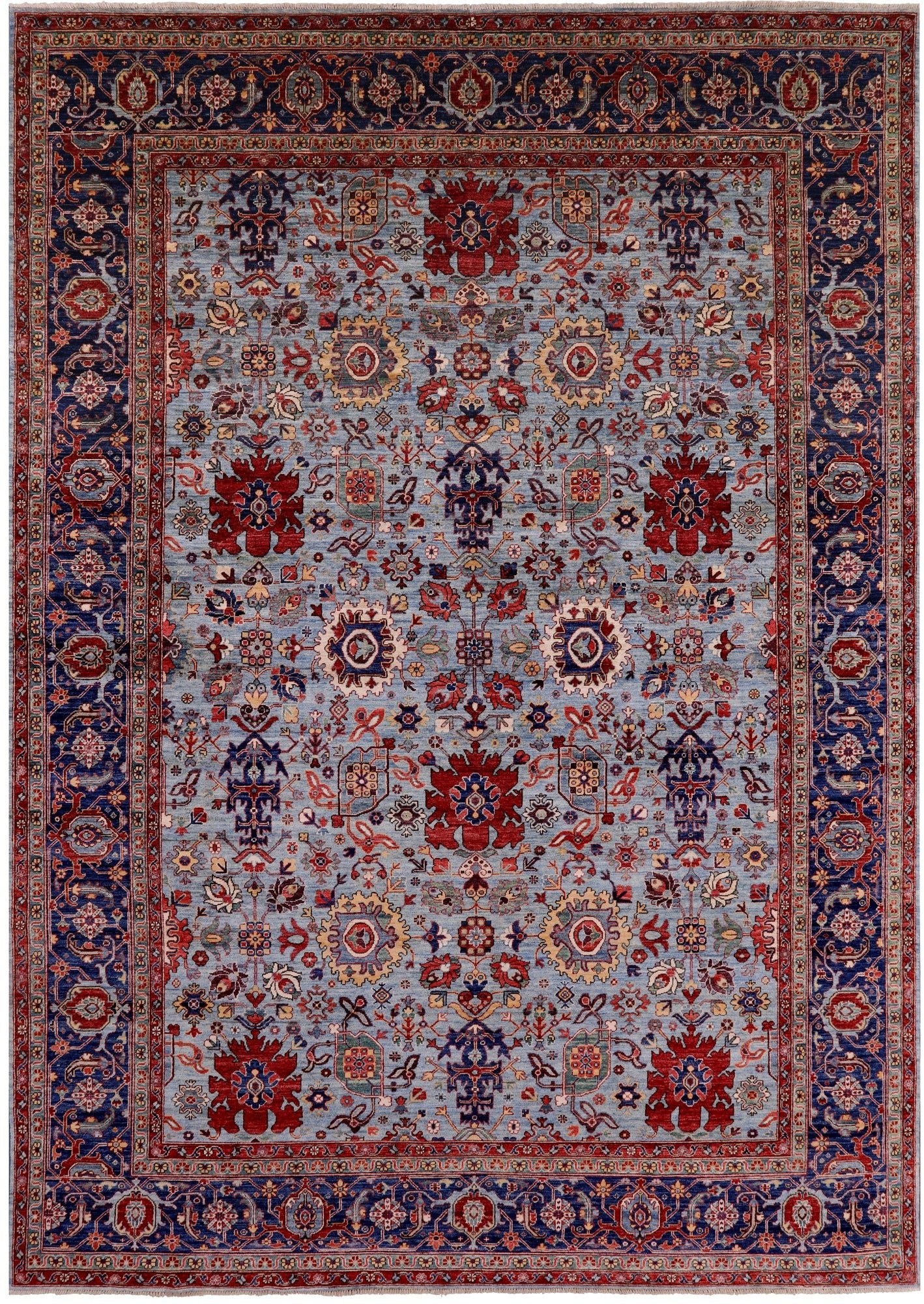 Blue Persian Fine Serapi Handmade Wool Rug - 9' 8" X 13' 10" - Golden Nile