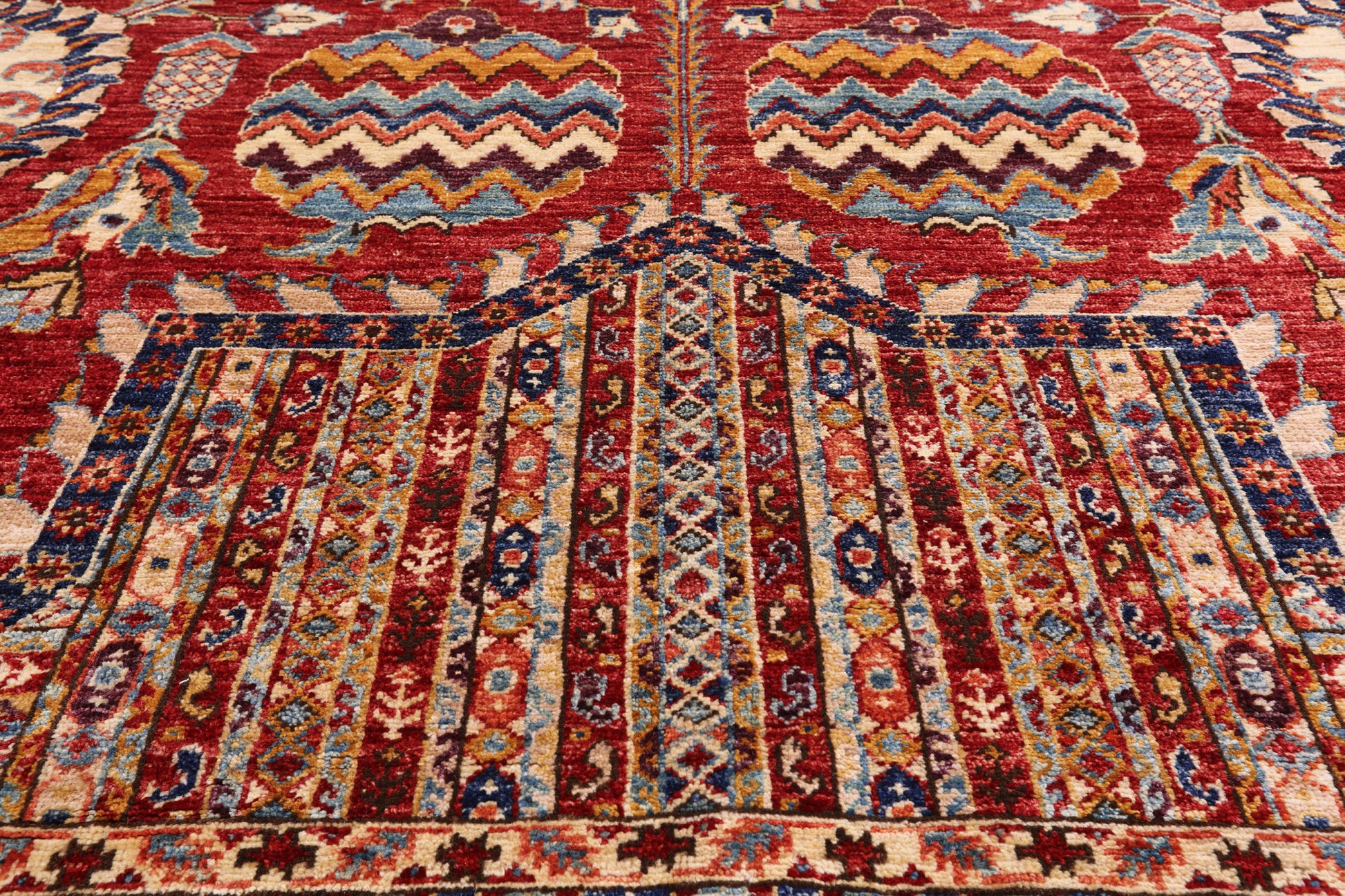 Red Fine Serapi Hand Knotted Wool Rug - 11' 8" X 18' 8" - Golden Nile