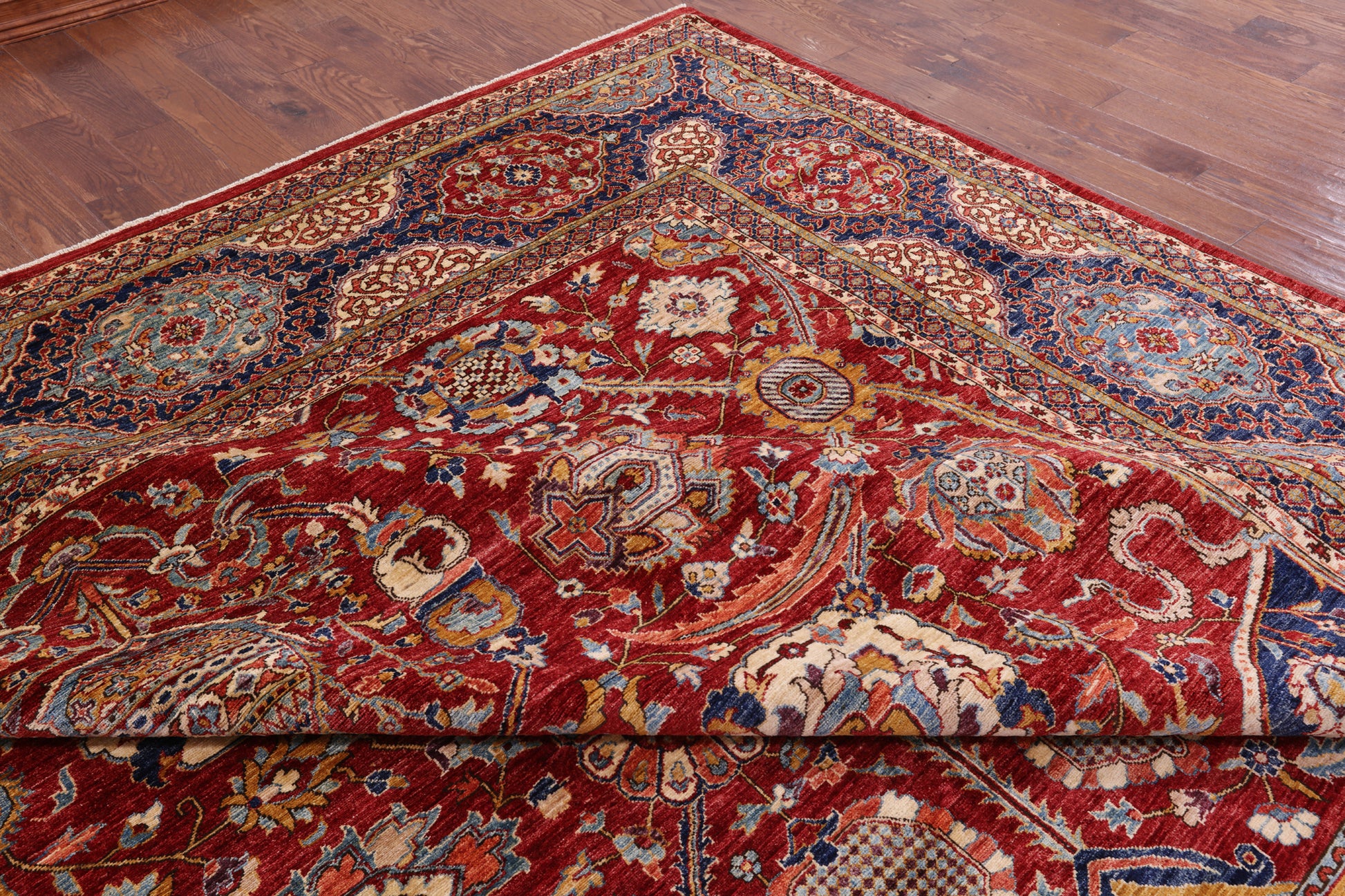 Red Fine Serapi Hand Knotted Wool Rug - 11' 8" X 18' 8" - Golden Nile