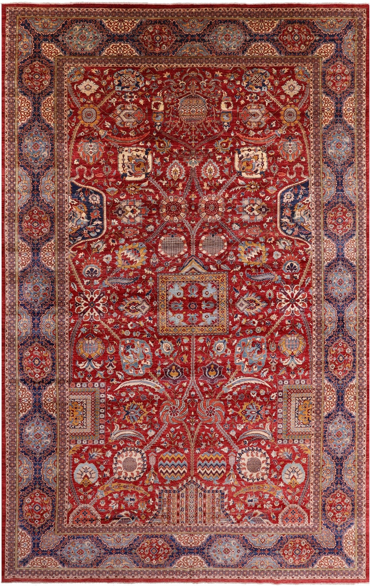 Red Fine Serapi Hand Knotted Wool Rug - 11' 8" X 18' 8" - Golden Nile