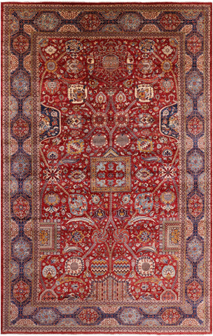 Red Fine Serapi Hand Knotted Wool Rug - 11' 8