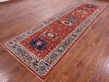 Persian Fine Serapi Hand Knotted Wool Runner Rug - 3' 11" X 13' 6" - Golden Nile