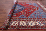Red Persian Fine Serapi Hand Knotted Wool Rug - 13' 5" X 19' 1" - Golden Nile