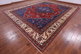 Red Persian Fine Serapi Hand Knotted Wool Rug - 12' 0" X 14' 11" - Golden Nile