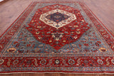 Red Persian Fine Serapi Handmade Wool Rug - 9' 9" X 13' 8" - Golden Nile